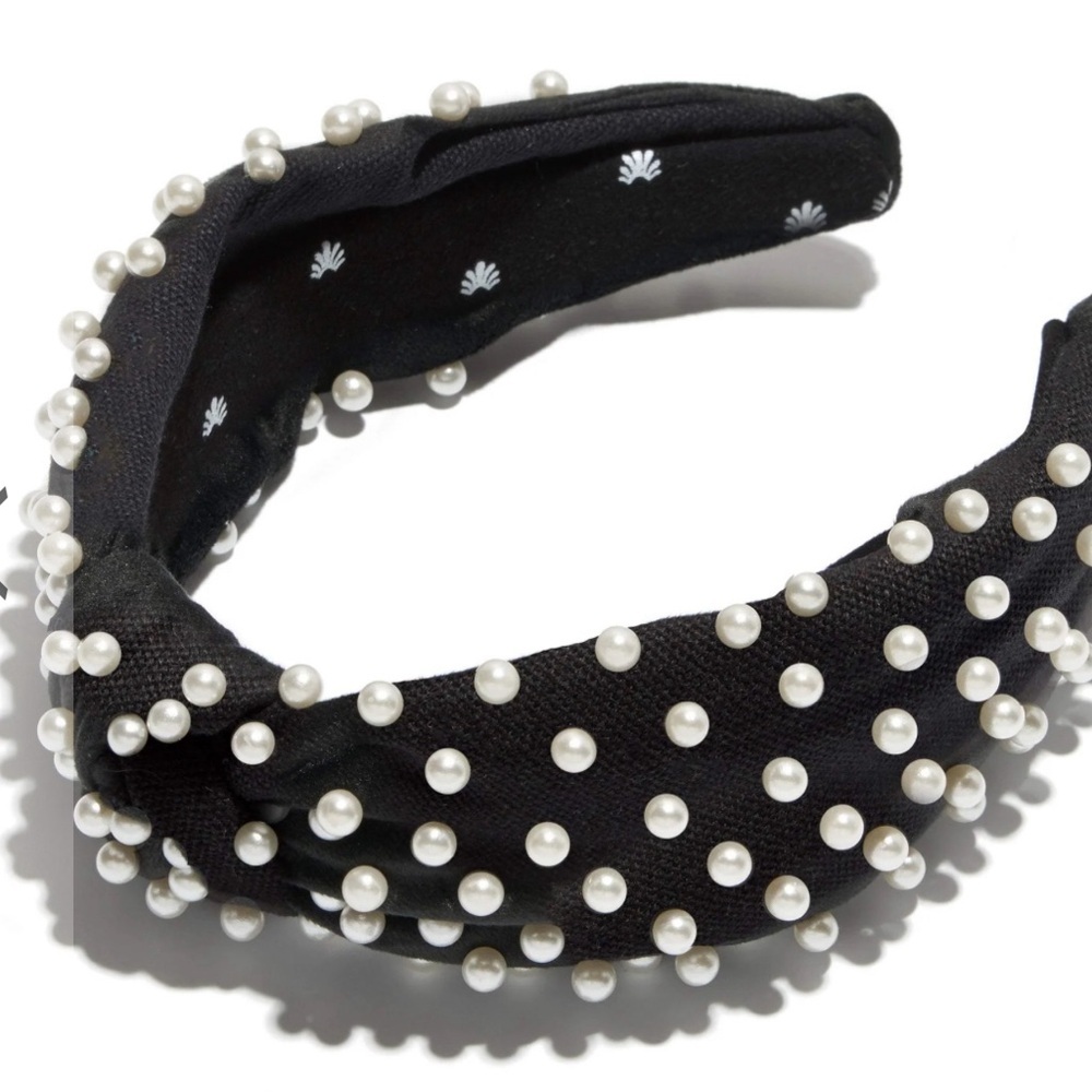 Lele Sadoughi black headband with pearls
